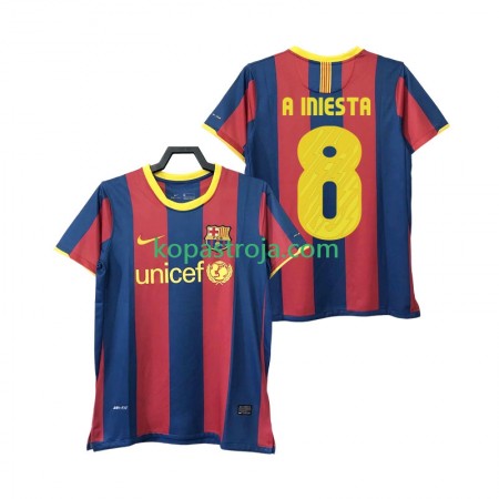Billiga Fotbollströjor FC Barcelona A INIESTA 8 2010 2011 Retro Hemma tröja Kortärmad